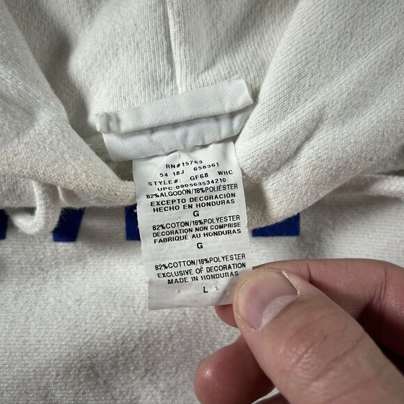 Vintage Champion Reverse Weave Hoodie Men’s Large White Blue Spell Out Y2K - Picture 7 of 10